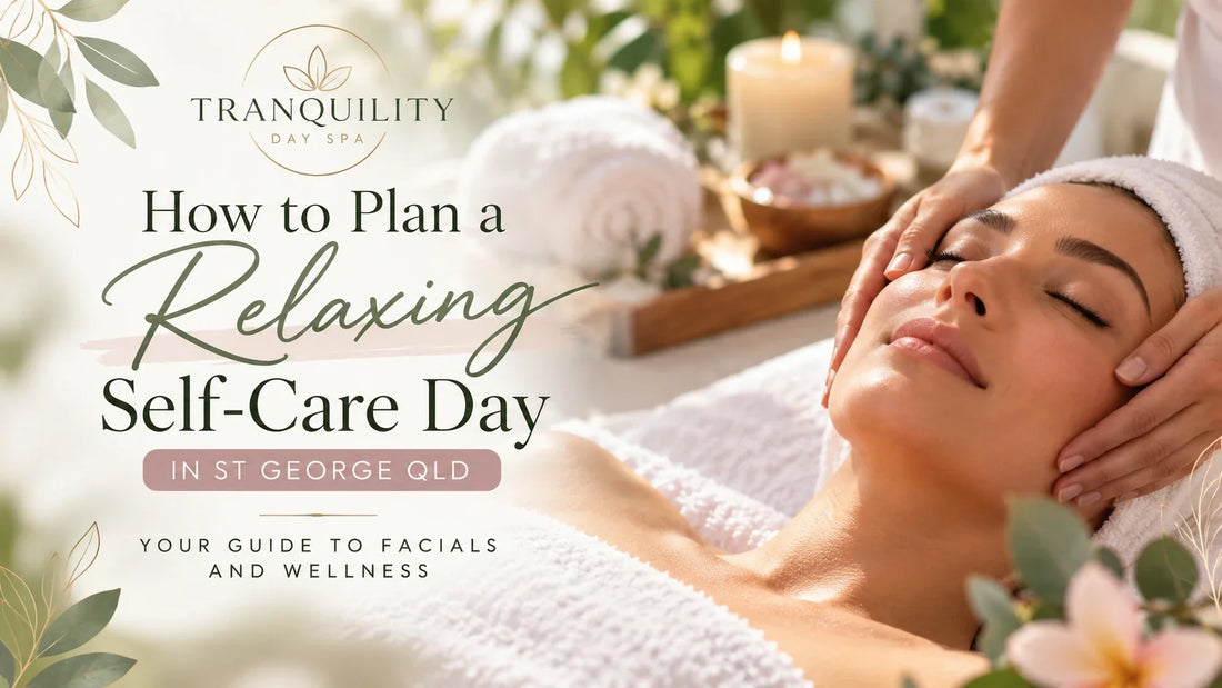 Relaxing facial treatment at Tranquility Day Spa in St George QLD, promoting self-care, professional skincare and wellness.